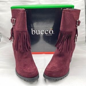 Bucco Jaxsyn Fringed Boot Burgundy Size 9 NIB